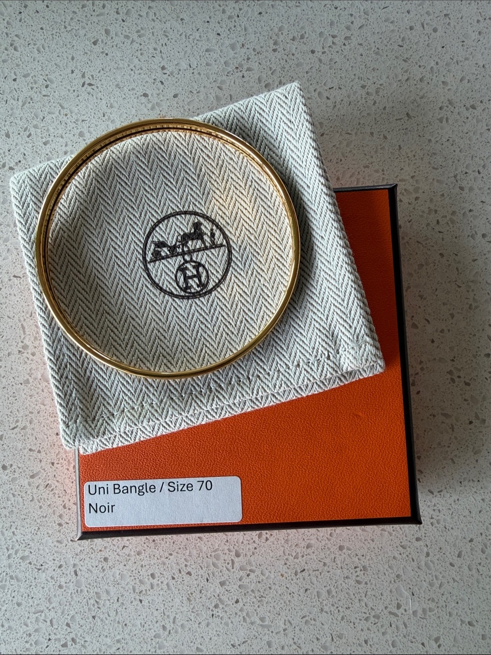 Hermes Gold Thin Bangle Bracelet
